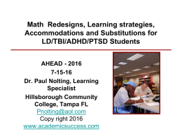 AHEAD 2016 Math Redesign learning strategies course subs