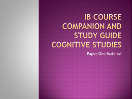 IB Course Companion Cognitive Studies