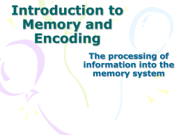 Memory Powerpoint Continued