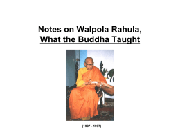 Notes on Walpola Rahula, What the Buddha Taught