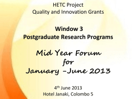 HETC Project Quality and Innovation Grants Window 3 Postgraduate