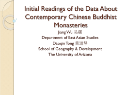 Initial Readings of Contemporary Data on Buddhist Monasteries