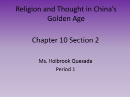 Religion and Thought in China`s Golden Age