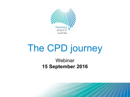 The CPD Journey - Pharmacy Board of Australia