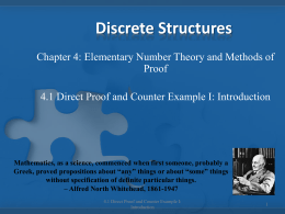 4.1 Direct Proof and Counter Example I: Introduction