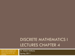 Discrete Mathematics I Lectures Chapter 4