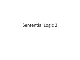 Sentential Logic 2 - Michael Johnson's Homepage
