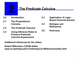 Ch. 2: The Predicate Calculus