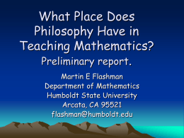 What Place Does Philosophy Have in Teaching Mathematics