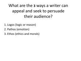 What are the 3 ways a writer can appeal and seek to persuade their