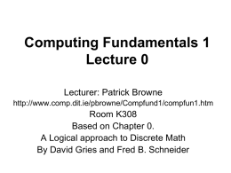 Lecture 0 - School of Computing