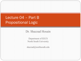 Lecture 04 Part B - Propositional Logic