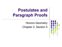 2.5 - Postulates and Paragraph Proofs