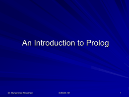 Introduction to Prolog - Faculty Personal Homepage