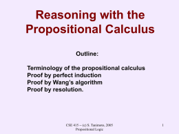 Reasoning with the Propositional Calculus