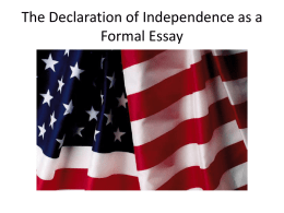 The Declaration of Independence as a Formal Essay