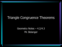 Triangle Congruence Theorems - Kingsley Area Schools K-4