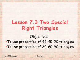 Lesson 7.3 Two Special Right Triangles