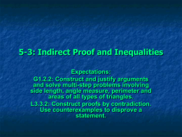 5-3: Indirect Proof and Inequalities