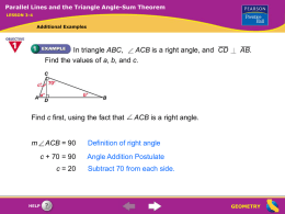 3-4 Parallel Lines and the Triangle Angle