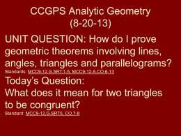 Congruent Triangles Day 2 ASA AAS