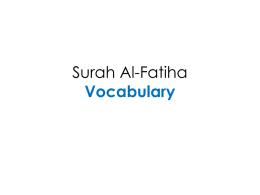 Surah Al-Fatiha Vocabulary