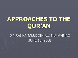 APPROACHES TO QURAN