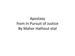 Apostacy from in pursuit of justice By Maher Hathout etal