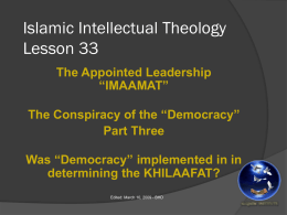 Islamic Intellectual Theology Lesson thirty one