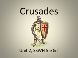 Crusades Unit 2, SSWH 5 e