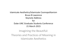 Islamicate Aesthetics/Islamicate Cosmopolitanism