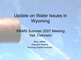 Update on Water Issues in Wyoming