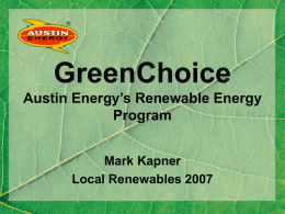 Austin`s GreenChoice: a model for Green Pricing