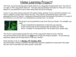 Home learning * changes for after Easter