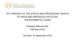 The status and procedural rights of NGOs and individuals in Polish