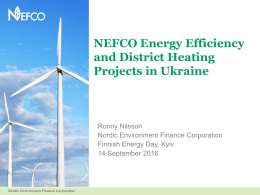 NEFCO Energy Efficiency and District Heating Projects in Ukraine