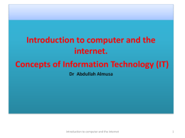 Introduction to computer and the internet. Concepts of Information