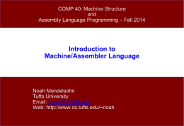 Introduction to Machine/Assembler Language