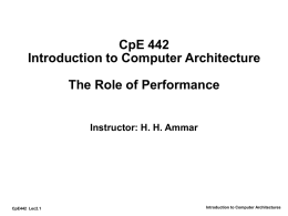 CpE 242 Introduction to Computer Architecture Lecture 2