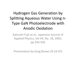 Hydrogen Gas Generation by Splitting Aqueous Water Using n