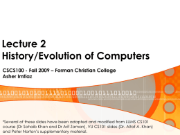 Lecture 1 Introduction to the Computers