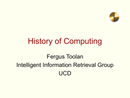 History of Computing - University of Massachusetts Lowell