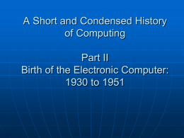 Lecture 34: The History of Computation