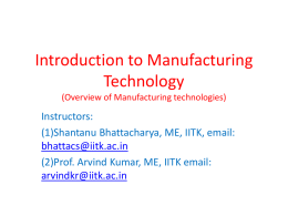 Manufacturing Technology (ME461)