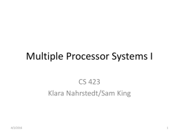 Multiple Processor Systems I