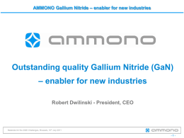 AMMONO Gallium Nitride – enabler for new industries