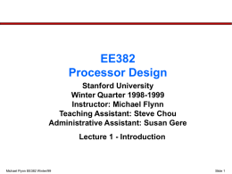 EE 382 Computer Organization and Design