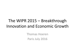 The WIPR 2015 * Breakthrough Innovation and Economic Growth