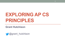Exploring AP CS Principles - hutchison