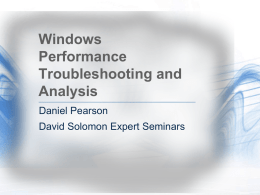 Windows Performance Troubleshooting and